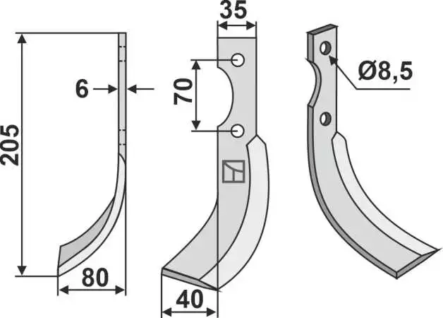 Fräsmesser 205x35mm, links